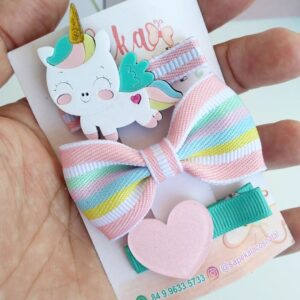 Clips con figura, lazo y corazón